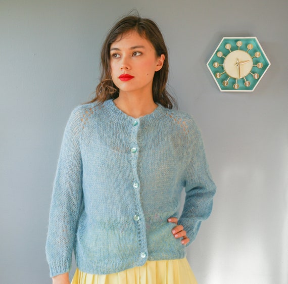 Vintage Knitted Cardigan Size L, 1950s-1960s Swea… - image 2