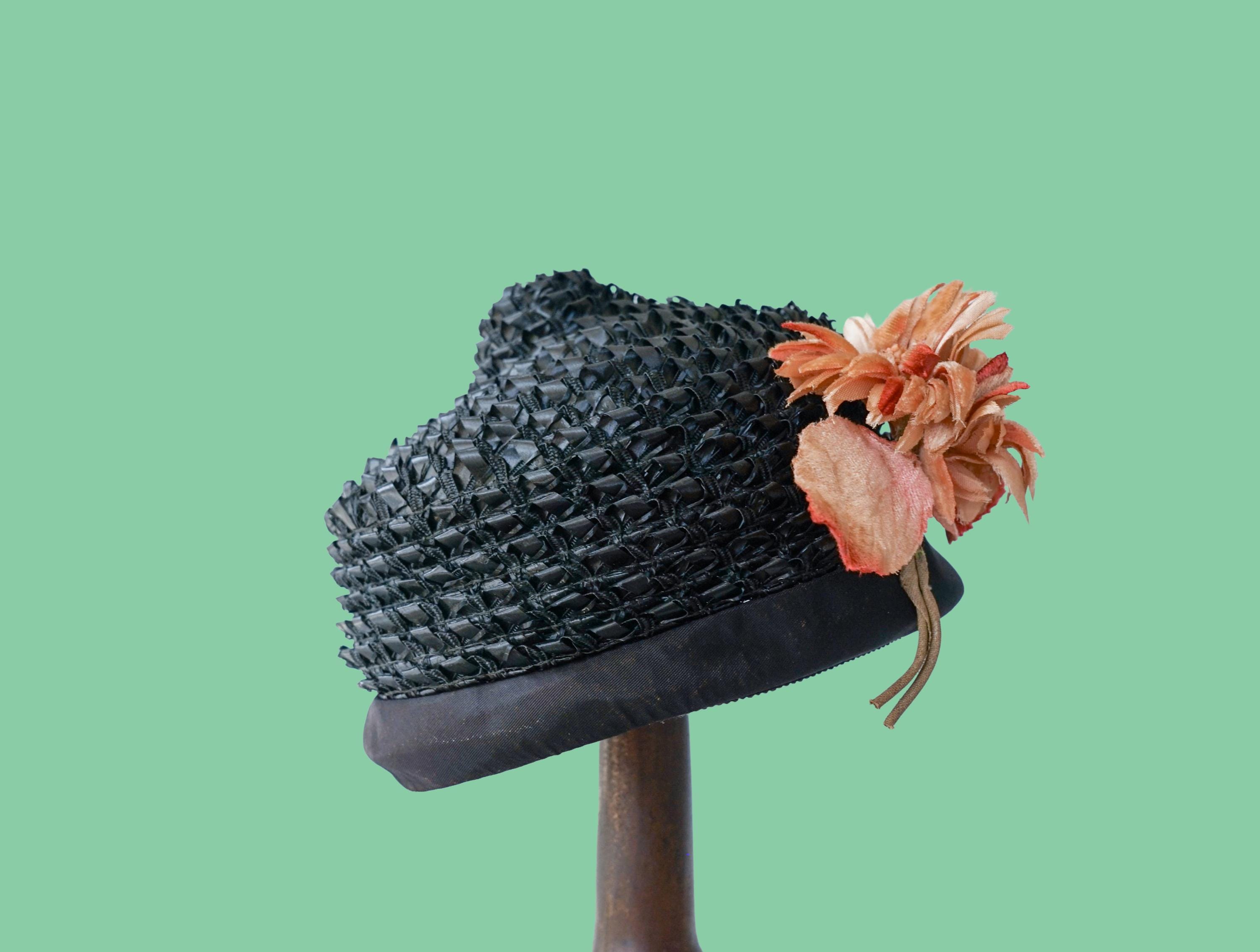 Vintage Floral Pillbox Hat Daisy Covered Statement Hat Cottagecore Indie Bridal 1960 main image 3