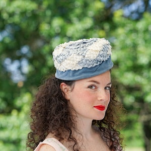 Vintage Straw Pillbox Hat, 1950s-60s Hat, Vintage Hat, Vintage Women Hat, Wedding Hat, Tea Party Hat, Retro MCM Hat, Jackie O Hat