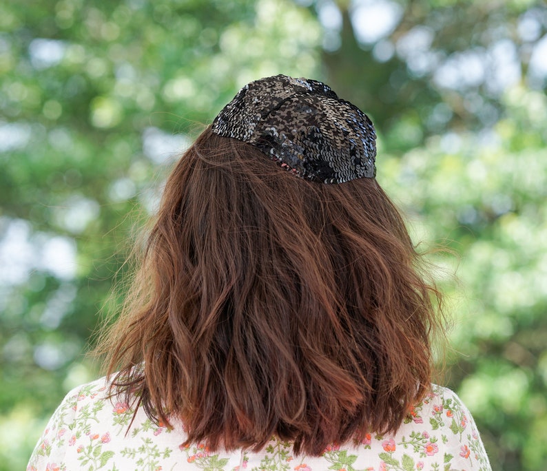 Vintage Sequin Calot Hat, Half Hat, 1940s-50s Hat, Vintage Hat, Tea Party Hat, Cocktail Hat, Vintage Women Hat, Retro MCM Hat, Mini Hat image 3