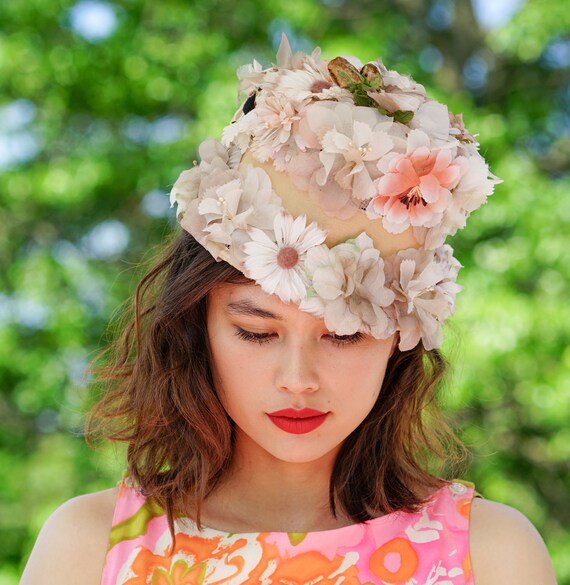 Vintage Floral Cloche Hat, Vintage Hat, 1950s-196… - image 4