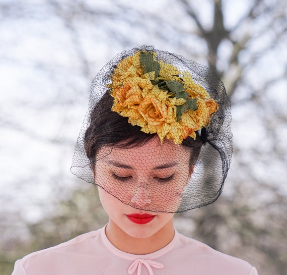 Vintage Floral Tilt Fascinator Hat, Tilt Topper H… - image 4