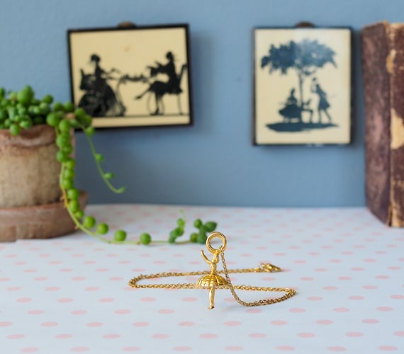 Vintage Ballerina Small Necklace by PD/ Charm Necklace/ 1980s Necklace/ Vintage Necklace/ Vintage Jewelry/ Costume Jewelry/ Retro Choker