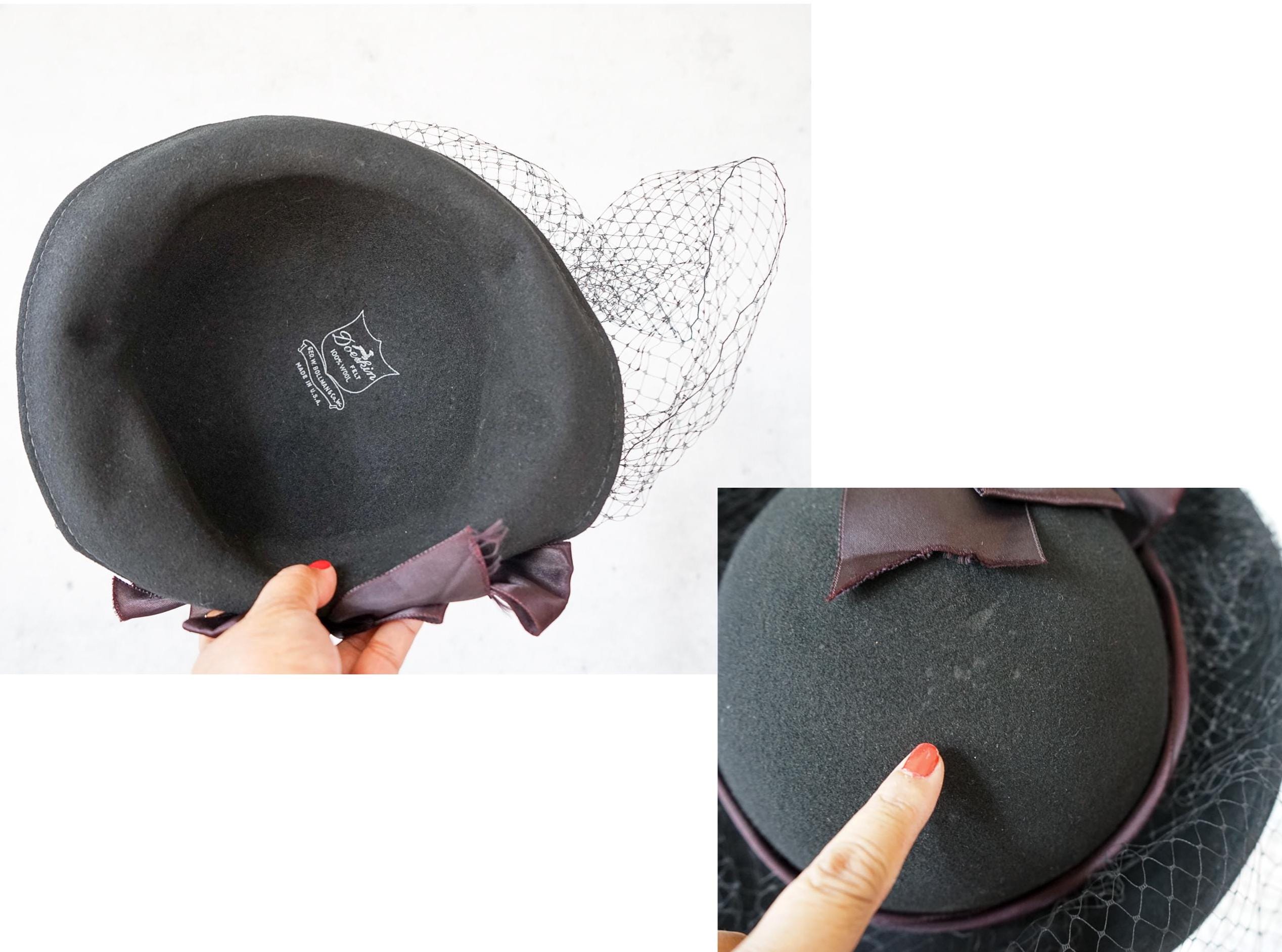 3 vintage women’s hats w veils- excell cond 60s Vintage Velvet Pillbox Hat, 1950s-60s Hat, Vintage Hat  main image 3