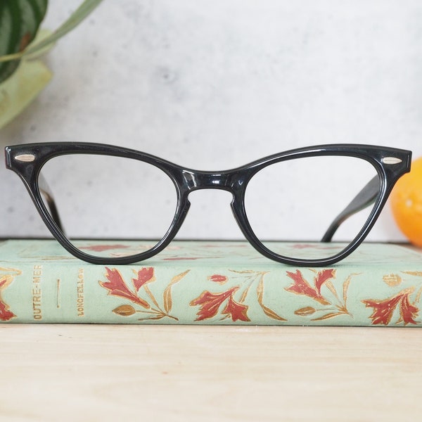Vintage Titmus cateye Eyeglasses 1950's New Old Stock Ebony Tone Rockabilly cat eye frames Made In USA