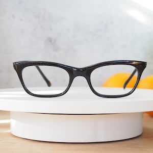 Vintage eyeglasses Cateye 1960&#39;s Made In Italy By Saphira New Old Stock Frames eyeglass ebony tone  Rockabilly