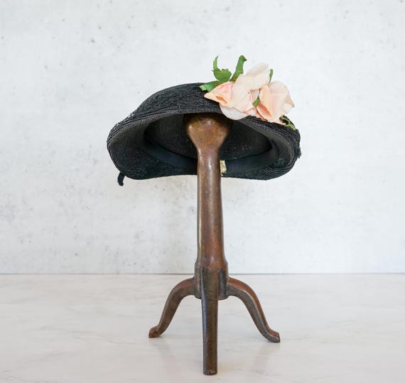 Vintage Floral Straw Half Hat, 1950s Hat, Vintage… - image 5