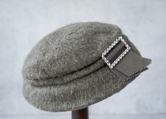 Vintage Wool Felt Half Hat, Bucket Hat, 1950s-60s… - image 7