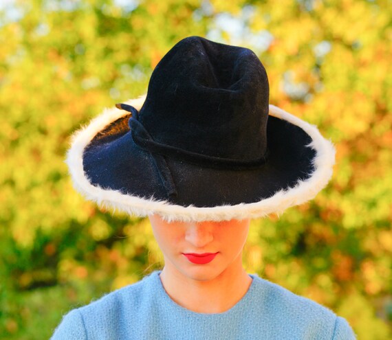 Vintage Fur Felted Wool Fedora Hat, Winter Fur Ha… - image 4