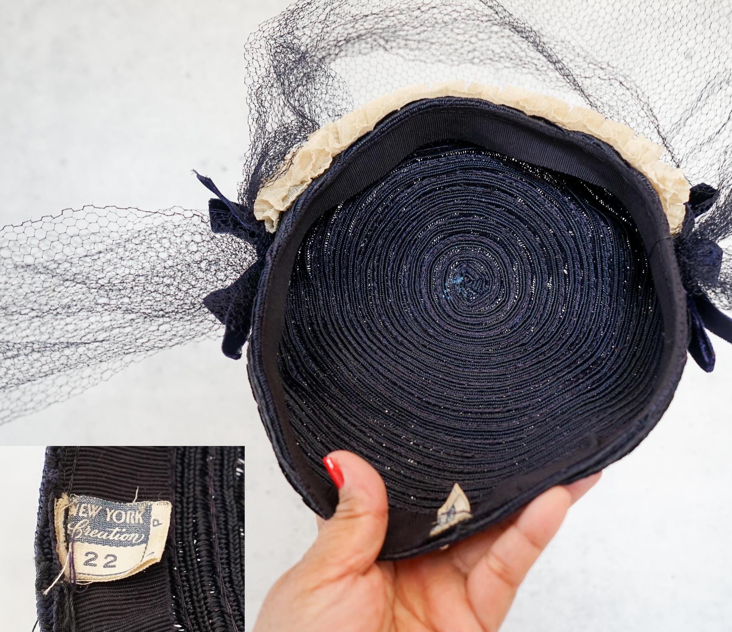 Vintage 1940s DeWitt Black Velvet Calañés Pillbox Catite hat - Soutache Trim Vintage Black Velvet Pillbox Hat: 1950s Satin Brim Toque  main image 3