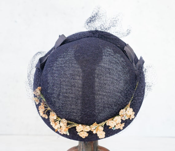Vintage Floral Half Hat, Easter Hat, 1950s Hat, V… - image 8