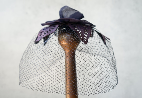 Vintage Floral Whimsy Hat, Vintage Veil, Birdcage… - image 6