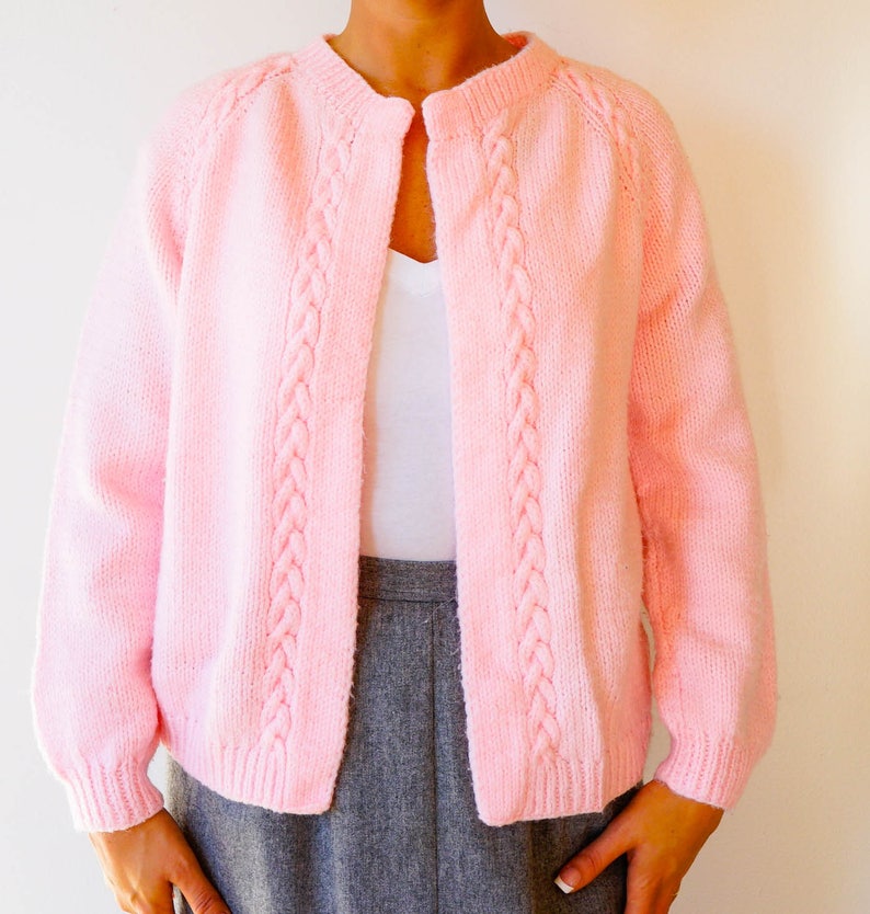 Cardigan Sweater Free Shipping Vintage 1950s Bubble Gum Pink Cardigan Size M Rockabilly Top Vintage Sweater Geraldine Eccard Cardigan