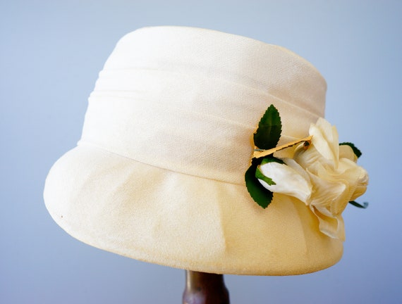 Vintage Floral Bucket Hat, 1950s-60s Hat, Cloche … - image 4