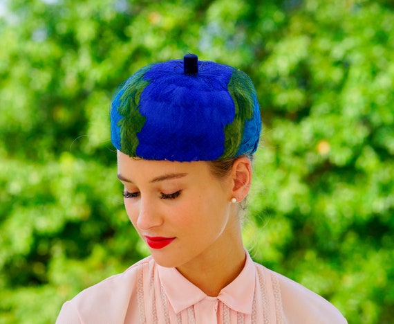 Vintage Feather Pillbox Hat, Vintage Hat, 1950s Ha