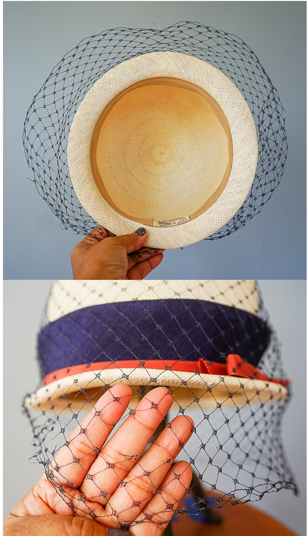 Vintage ladies HAT 40\'s 50\'s The Rhodes Hat Peach Woven Straw Cloche Bucket Bow Vintage Straw Bucket Hat, Cloche Hat, 1950s-60s Hat, Vintage  main image 4