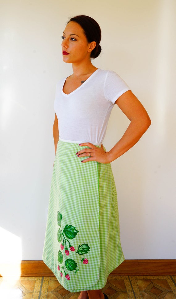 Free Shipping! Vintage Gingham Wrapped Skirt, Han… - image 4