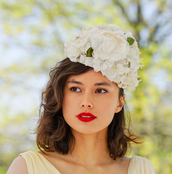 Vintage Floral Cloche Hat, Vintage Hat, 1950s-196… - image 2