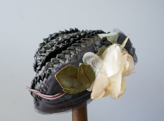 Vintage Floral Straw Cloche Hat, Vintage Hat, 195… - image 8