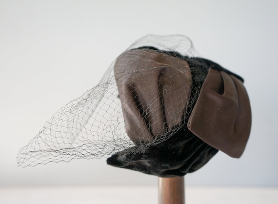 Vintage Bow Half Hat with Veil, Headband Hat, Vin… - image 5