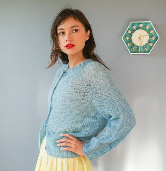 Vintage Knitted Cardigan Size L, 1950s-1960s Swea… - image 3