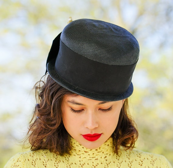 Vintage Straw Bucket Hat, Cloche Hat, 1950s60s Hat, … Gem