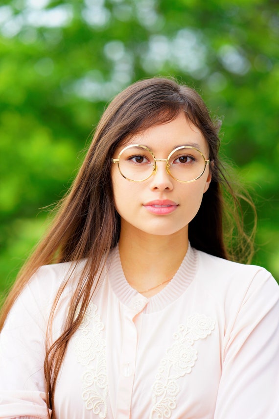 Vintage Eyeglasses Round 1960s Gold Tone Made In … - image 1