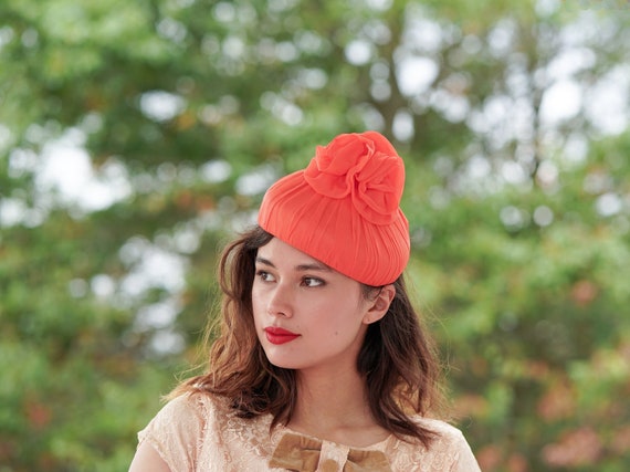 Vintage Floral Pixie Hat, Pillbox Hat, 1950s-60s Hat, Vintage Hat, Tea Party Hat, Cocktail Hat, Spring Summer Hat, Hat Women Hat, Retro Hat