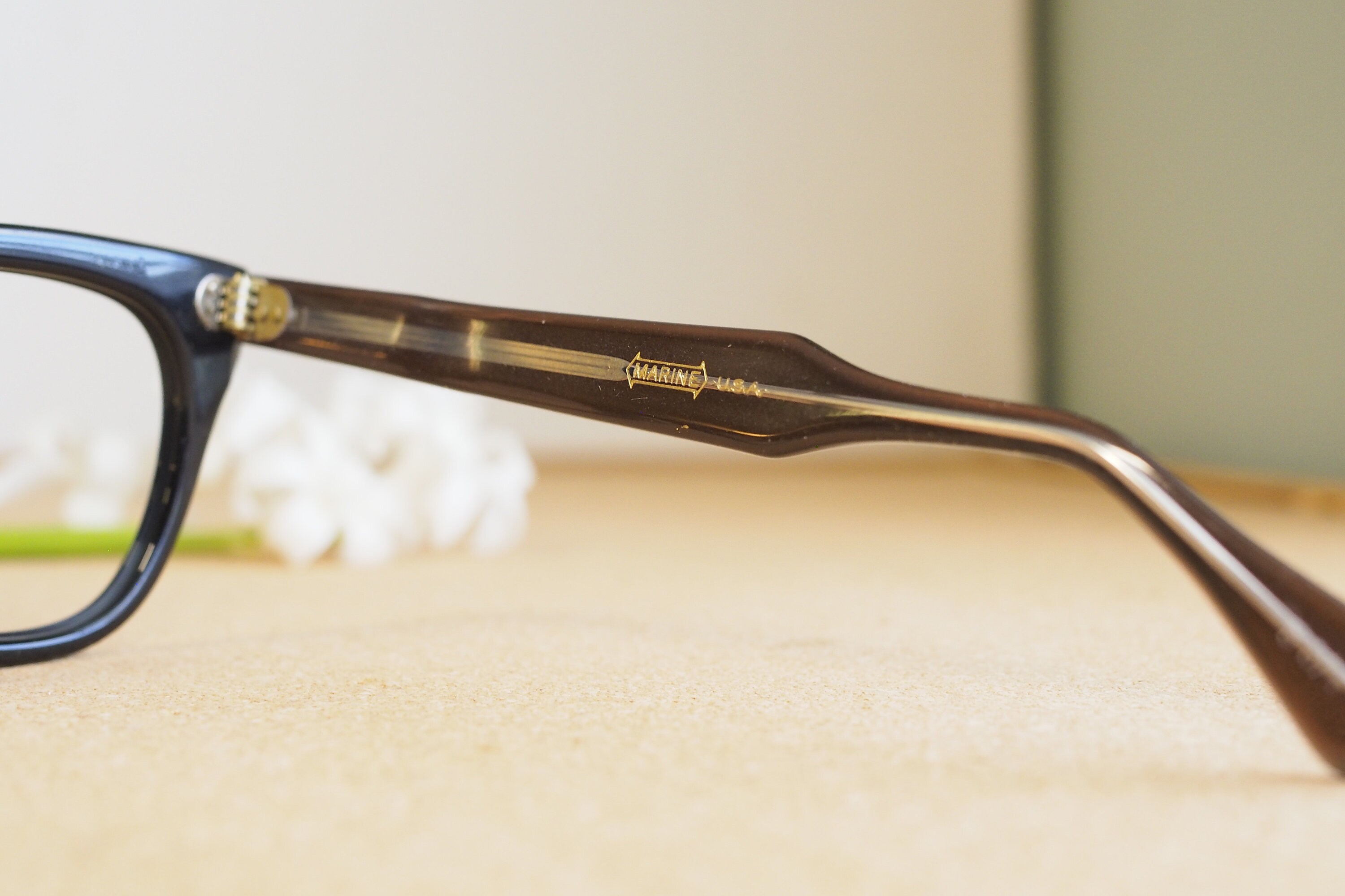 Vintage 1960's 50s Marine Frames Glasses Eyeglasses Made in USA Black