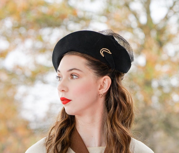 Vintage 1940s Wool Tilt Hat, 1940s Hat, Vintage H… - image 2