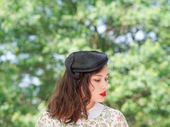 Vintage Straw Half Hat, Vintage Hat, 1950s Hat, W… - image 1
