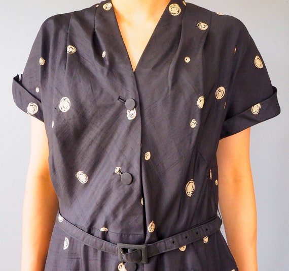 Vintage 1950s Silk Print Dress Size M-L, Vintage … - image 3
