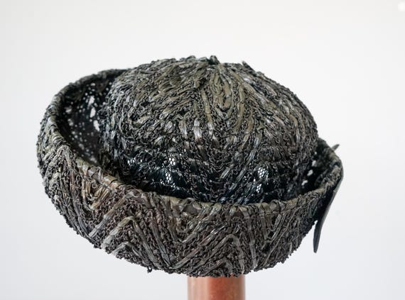 Vintage Straw Breton Hat, Women Bowler Hat, 1950s… - image 7