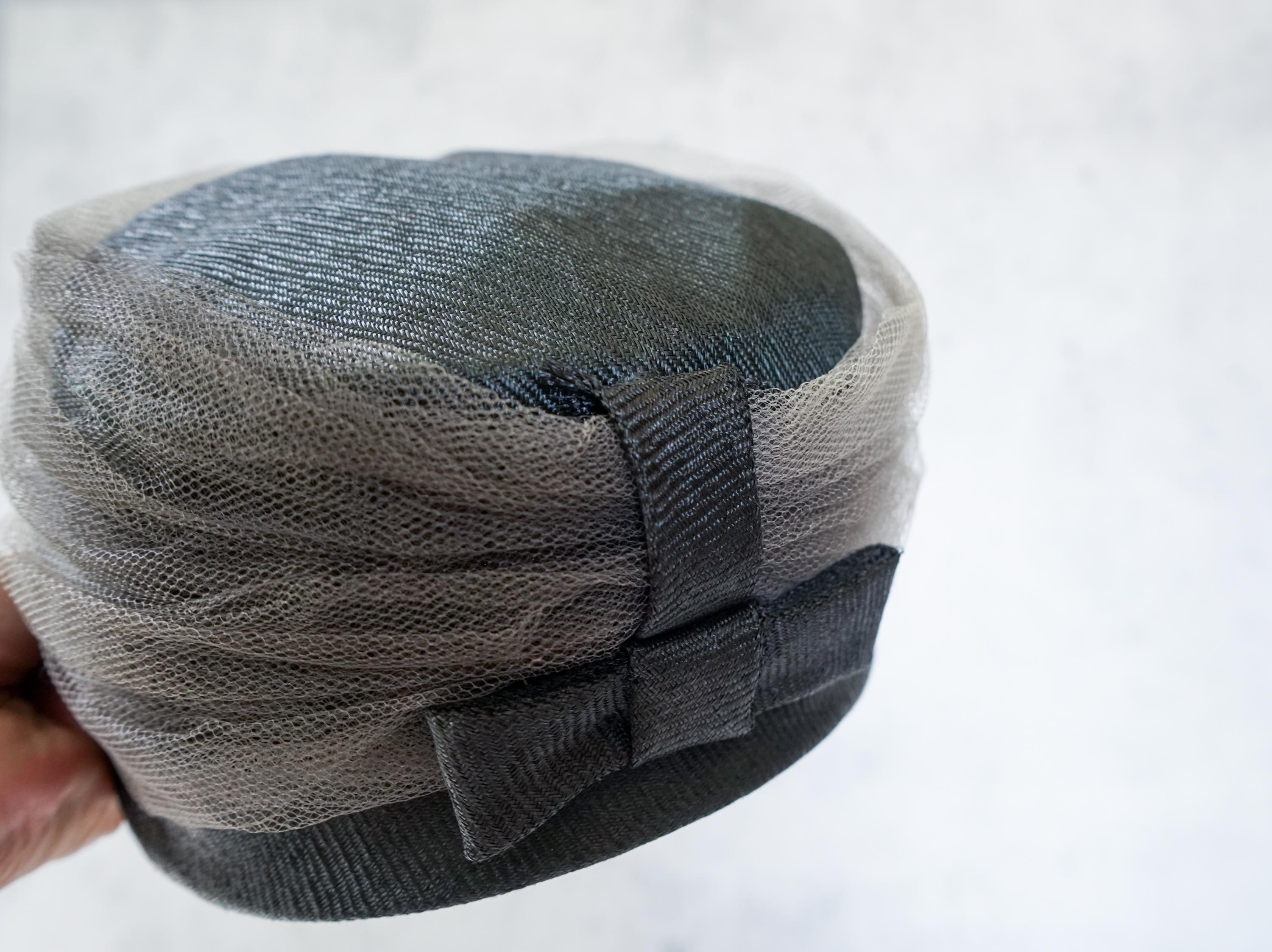 Vintage Tulle Pillbox Hat, Turban Hat, Vintage Women Hat 