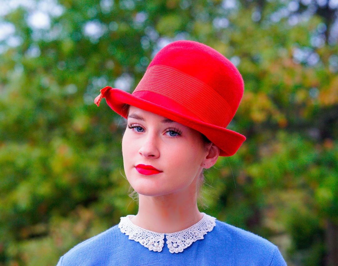 50's Llamasene Wide Brim Hat with Feather Band and Bow by Henry Pollak, New York