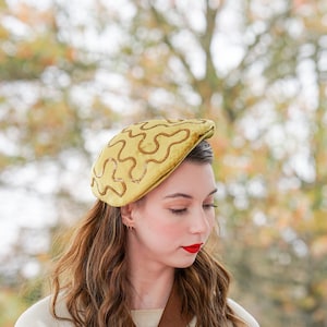 Vintage Fur Felt Sequin Half Hat, 1950s-60s Hat, Vintage Hat, Vintage Women Hat, Fall Winter Hat, MCM Hat, Fascinator Mini Hat, Wedding Hat