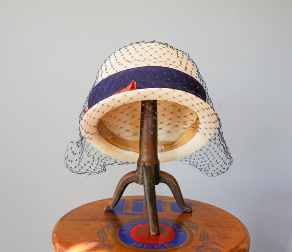 Vintage Straw Bucket Hat, Cloche Hat, 1950s-60s H… - image 5