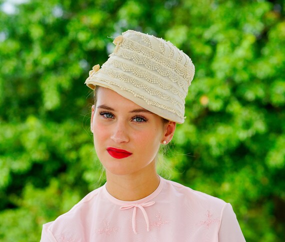 Vintage Lace Cloche Hat, Vintage Bucket Hat, 1950s