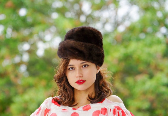 Vintage Fur Cossack Hat, Pillbox Hat, 1950s-60s Hat, Vintage  display picture 2