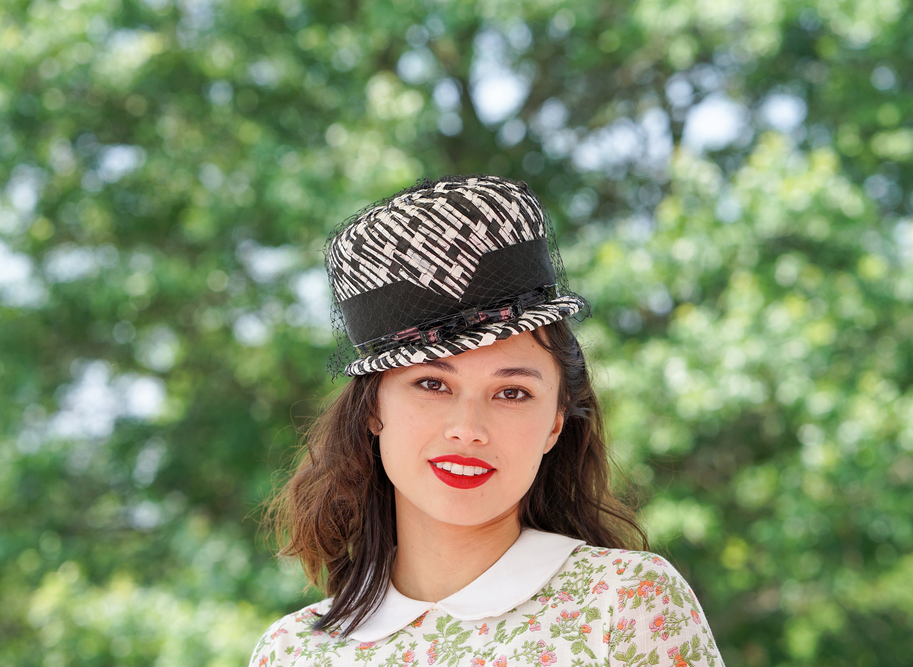1960s Mr. John Black Straw‎ Bucket Hat w/Cream Brim P1050658__09861.1701367873.JPG?c=2 main image 3