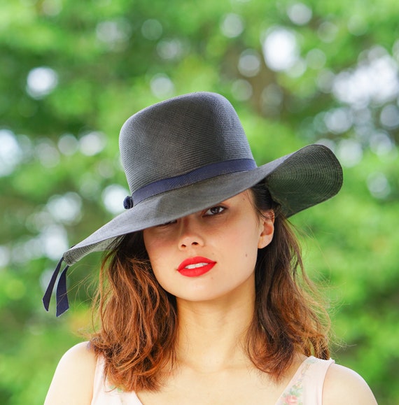 Vintage Straw Boater Hat, Wide Brim Hat, 1960s Ha… - image 3