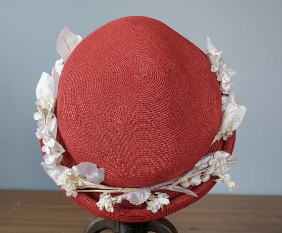 Vintage Flower Straw Half Hat, Vintage Hat, 1950s… - image 9