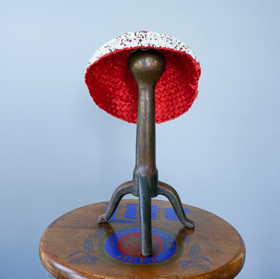 Vintage Straw Beaded Calot Hat, Vintage Half Hat,… - image 9