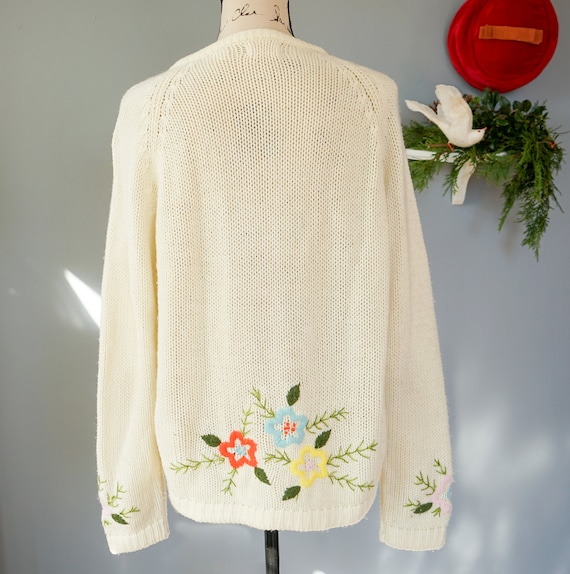 Vintage 1950s Embroidery Cardigan Size L, Women S… - image 6