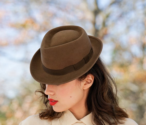 Vintage Wool Pork Pie Hat, Vintage Fedora Hat, 19… - image 3