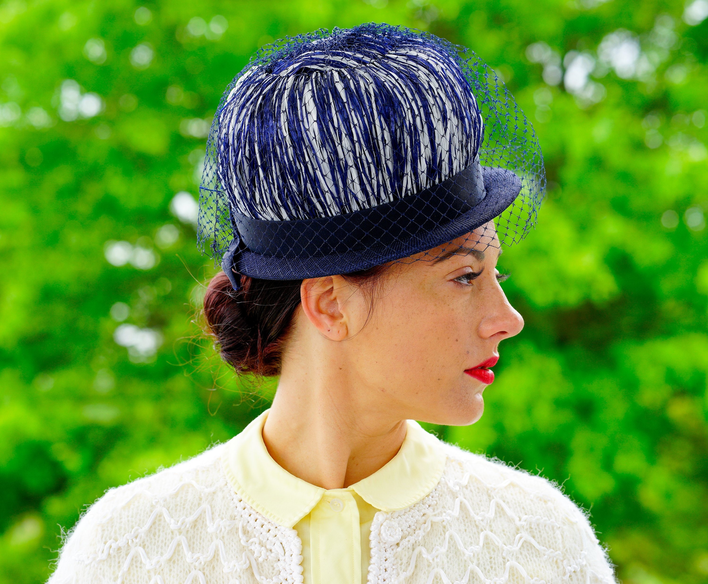 Marchen☆French raffia cloche hat Vintage Raffia Cloche Hat, Bubble Hat, Vintage Straw Hat