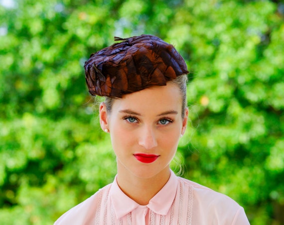Vintage Feather Pillbox Hat Vintage Hat 