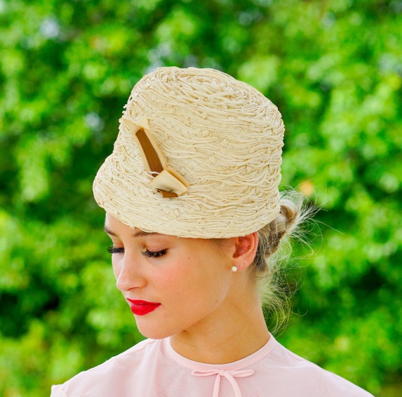 Vintage Straw Cloche Hat Vintage Bucket 