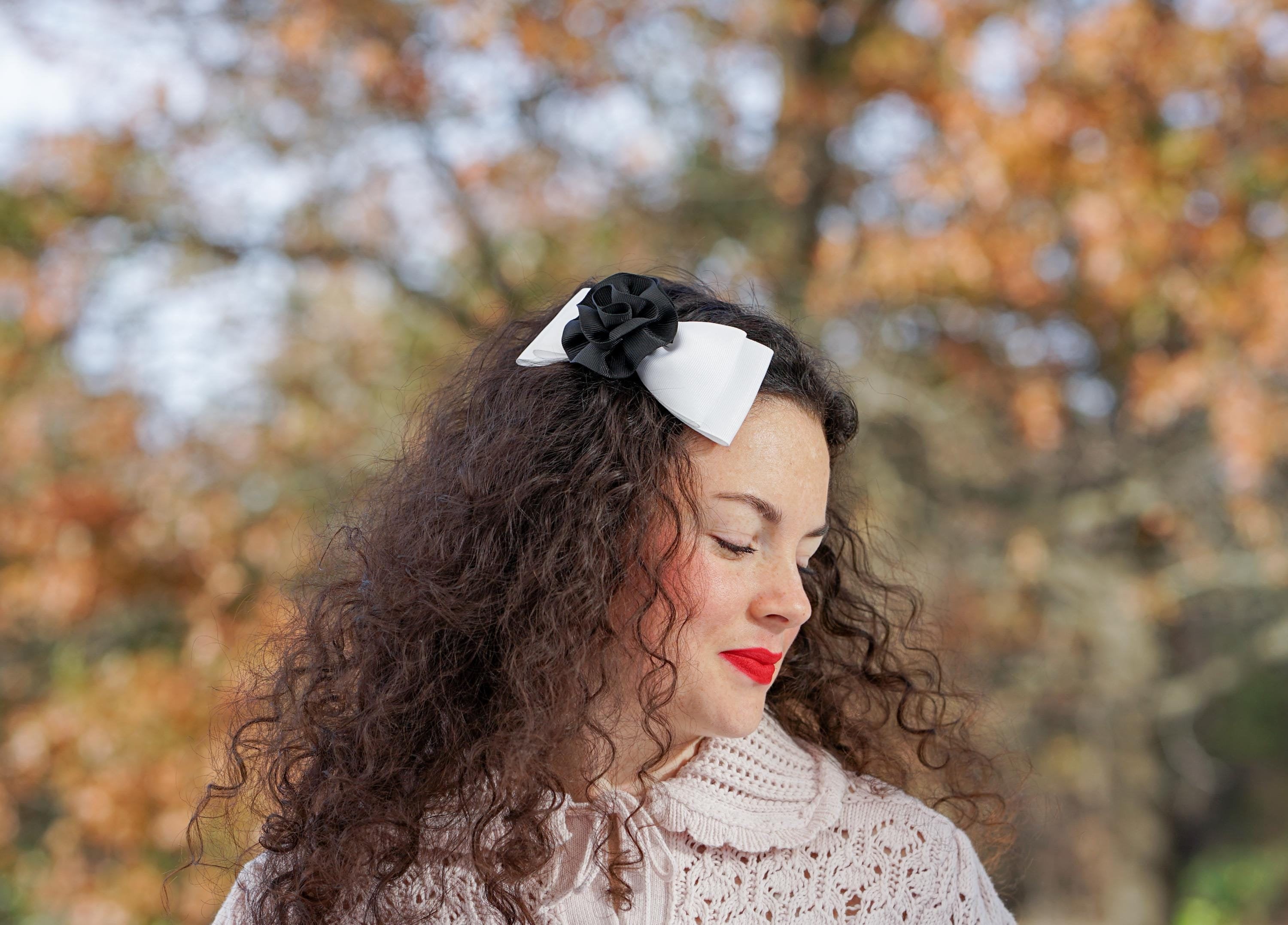 Vintage Grosgrain Rosette Bow Hair Clip, Coquette Hair Bow  display picture 1