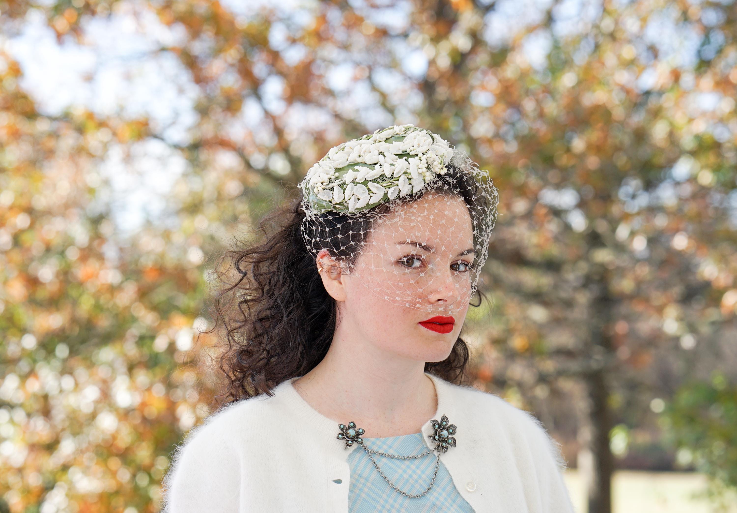 Vintage Mister T Petal Half Hat with Veil Veil Hat In Women main image 4